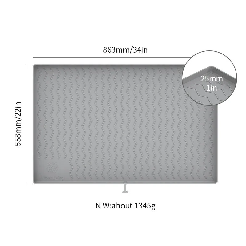Custom Under the Sink Silicone Kitchen Water Ripple Texture Silicone Drain Mat Anti-Slip Oil-proof Cabinet Liner Protector Mat - detail view 5