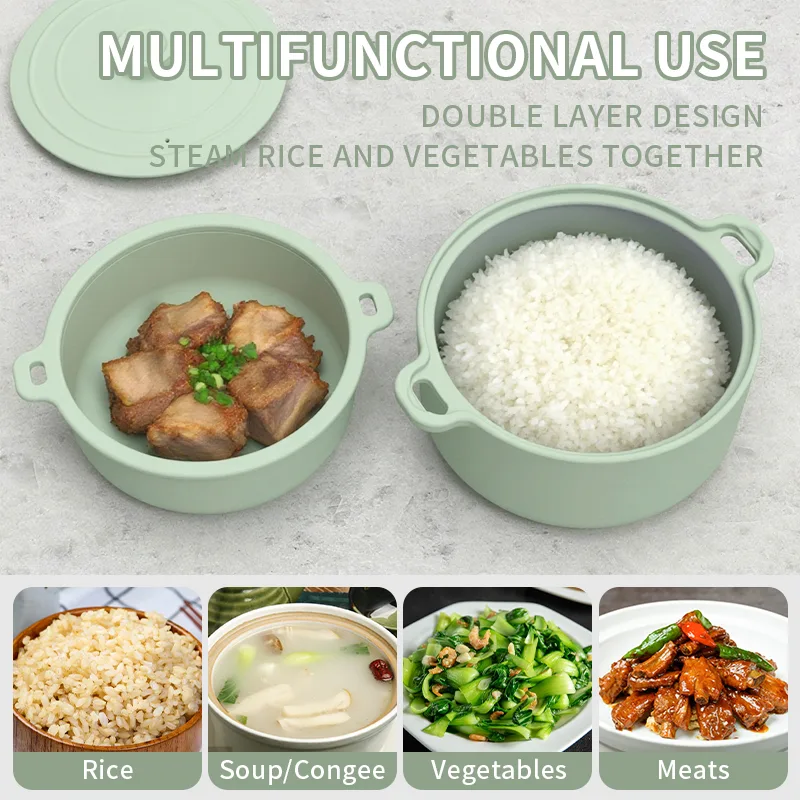 Food Grade Heat Resistant Creative Kitchen Gadgets Silicone Steamed Fish Bowl Microwave Oven Silicone Steamer with Lid - detail view 10