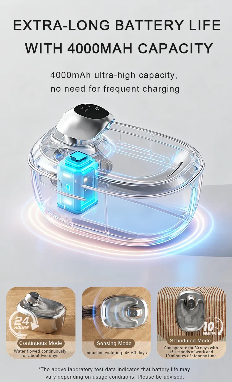 304 Stainless Steel Automatic Pet Fountain 1.8L Cat Dog Water Feeder Faucet Live Water Filter Solid Pattern 2L Capacity - detail view 11