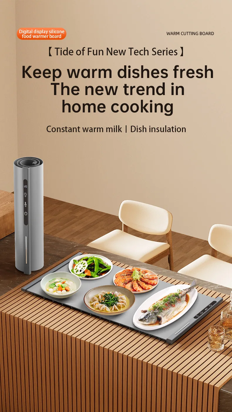 Food Warming Mat Flexible Silicon Heating Board Roll up Easy Storage Portable Electric Silicone Heating Mat for Food - detail view 7