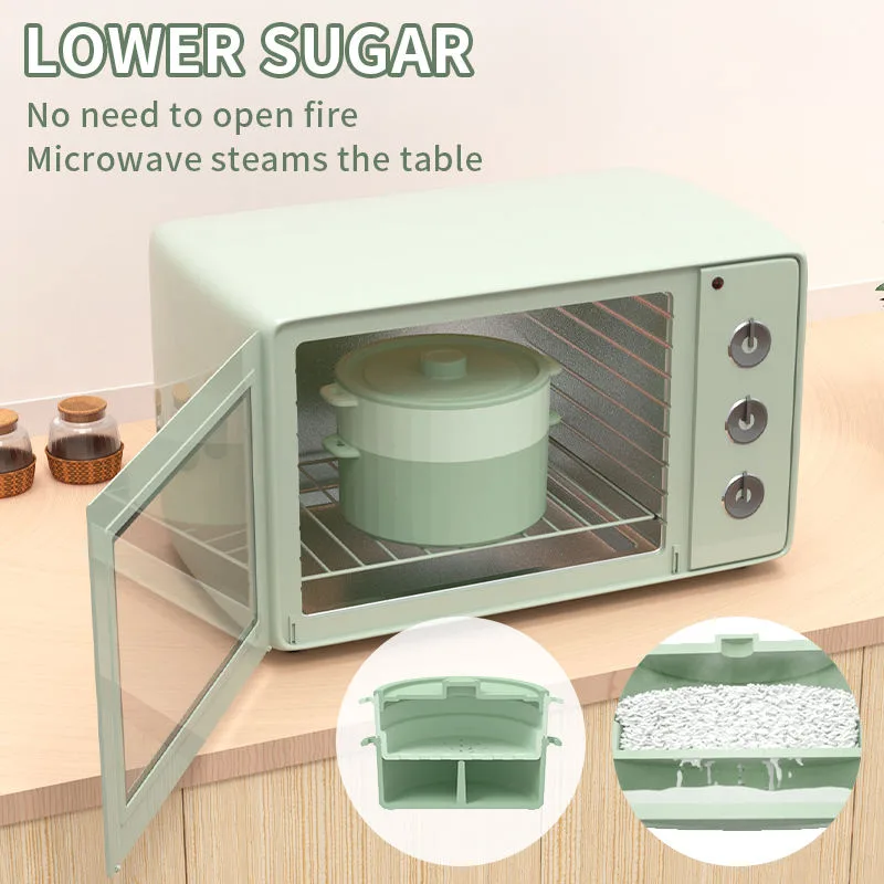 Microwave Vegetable Steamer Microwavable Steamer Basket Veggie Broccoli Fish Steam Container - detail view 3