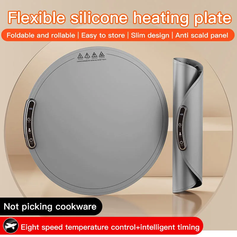 Heating Silicone Electric Warming Tray Food Warming Mat Roll up Buffet Hot Plates Heat Pad for Parties Home Travel - detail view 1