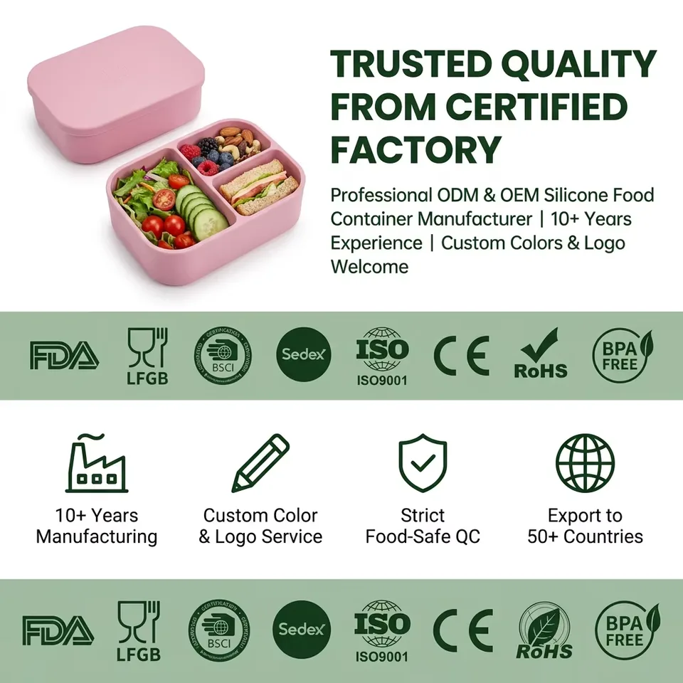New BPA-Free Collapsible Silicone Food Containers Modern Design Kids Bento Lunch Box Compartments for Kitchen Use - detail view 3