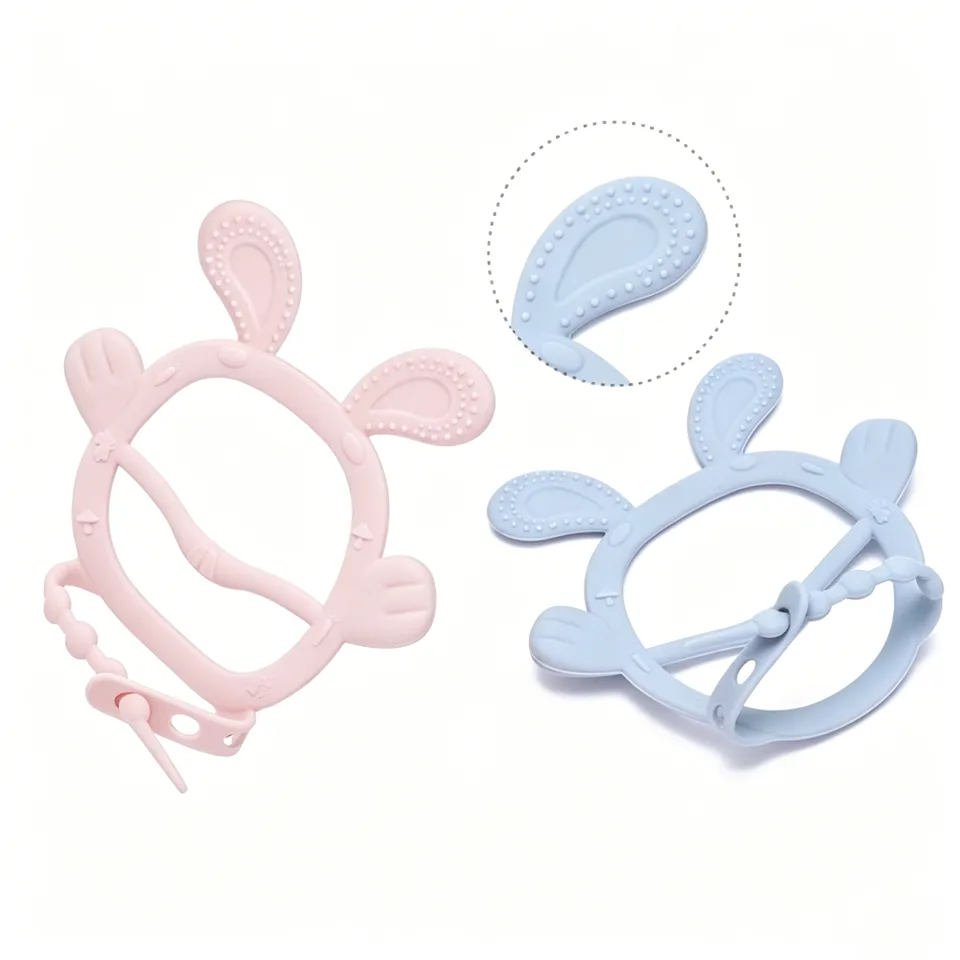 OEM ODM Baby Teething Silicone Soft Toy Safe Easy to Hold Baby Silicone Teethers - detail view 4