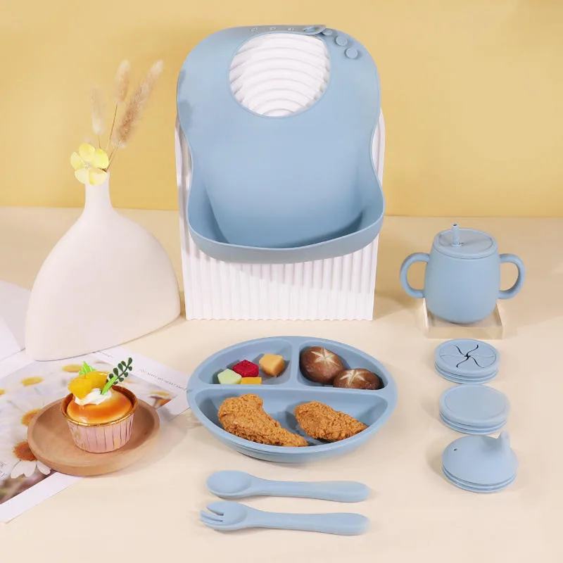 Baby Supplies Silicone Baby Feeding Set Newborn Set Gift Baby Plate Set - detail view 3