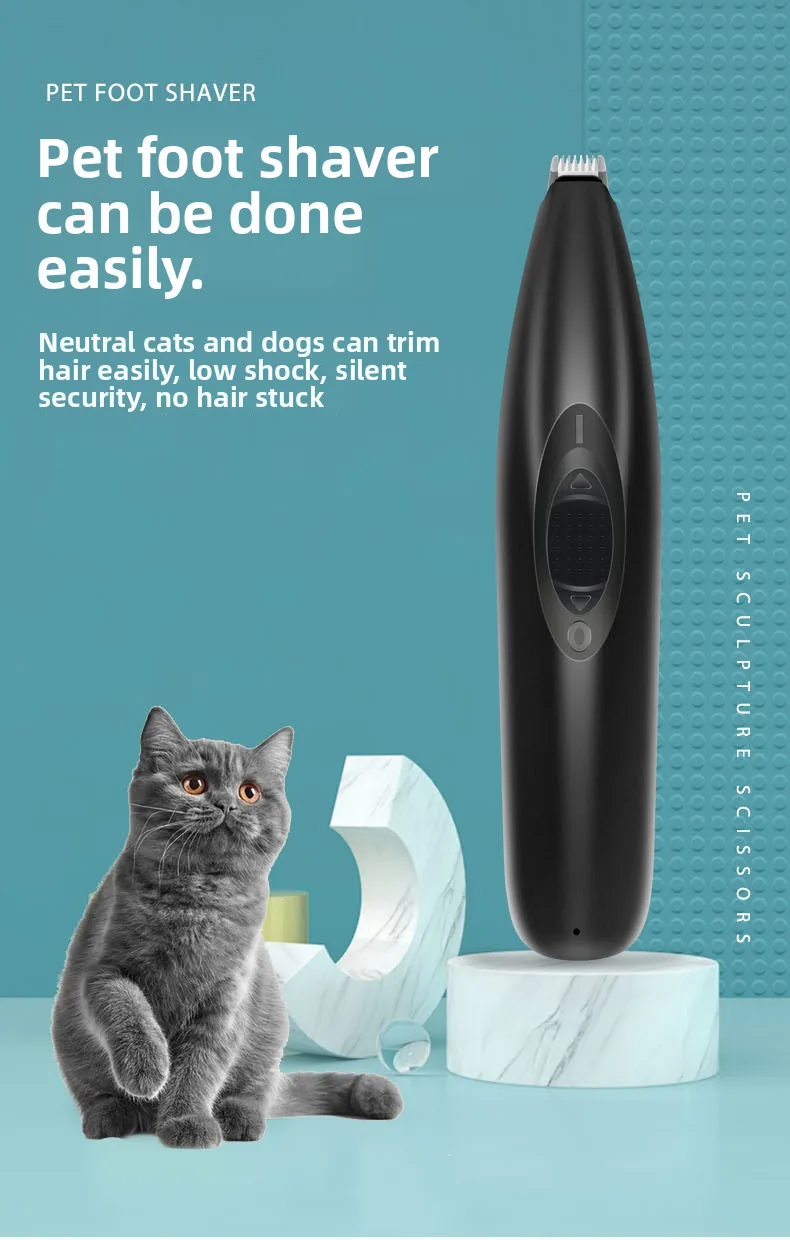 ABS Silent elétrico animais pelo aparador higiene OEM animais gato cão Foot pelo Shaver - detail view 9