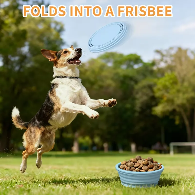 맞춤 로고 실리콘 반려동물 식품 그릇 휴대용 누수 방지 방수 야외 접이식 디자인 무지 Color 강아지 - detail view 3