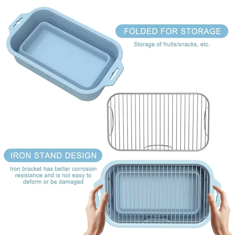 Popular reutilizable silicona forro rectangular freidora de aire Basket Recyclable - detail view 4