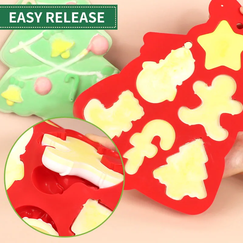 Christmas Tree Silicone Baking Mold - Food Grade Holiday Themed Pan for DIY Cookies Candies Chocolate Cake Bread - detail view 2