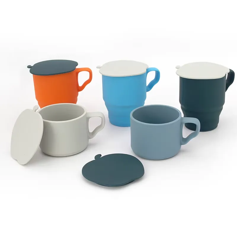 ODM OEM Portable Travel Custom Logo Reusable BPA Free Silicone Collapsible Reusable Coffee Cup With Lid - detail view 6
