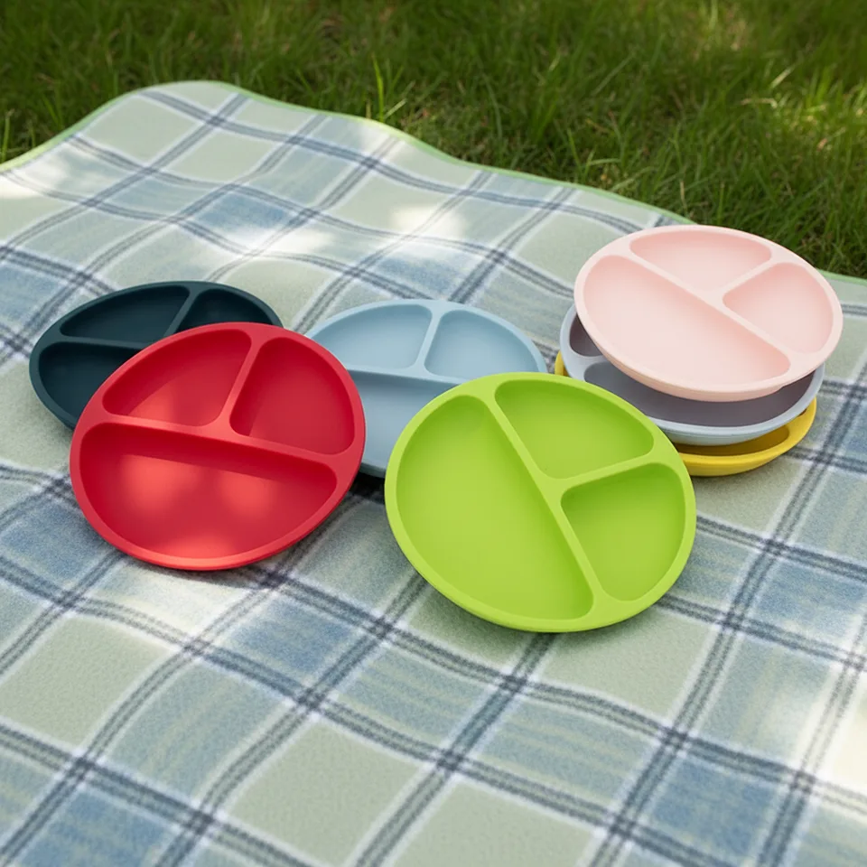 Ventosa niño pequeño platos con ventosa a medida bebé platos silicona cuchara tenedor - main product image