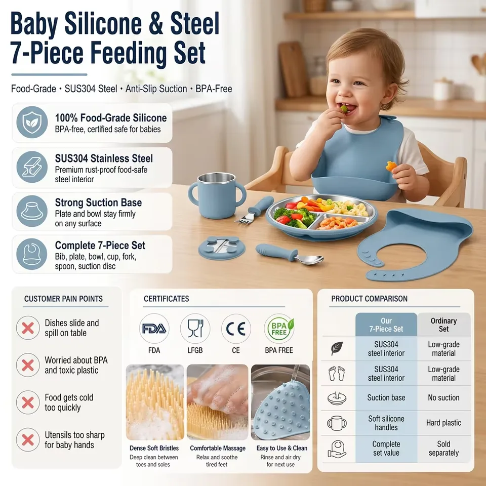 Sur mesure logo enfant table tout-petit amovible silicone Shell bébé à ventouse - main product image