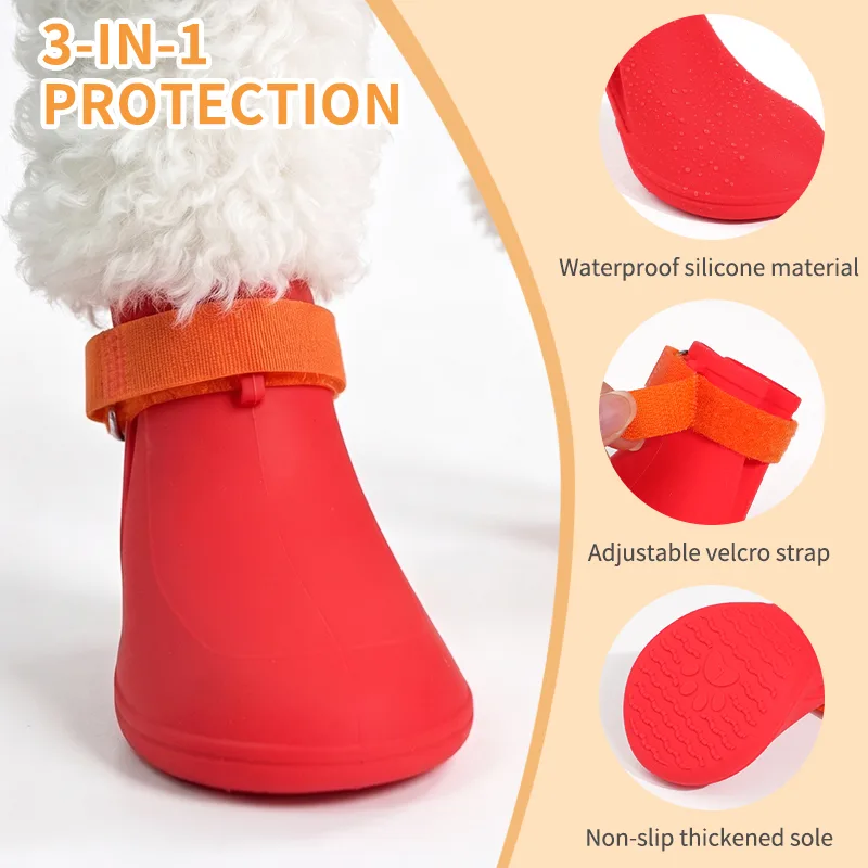 방수 강아지 Boots 미끄럼 방지- 조절 가능 Paw Protectors - detail view 1