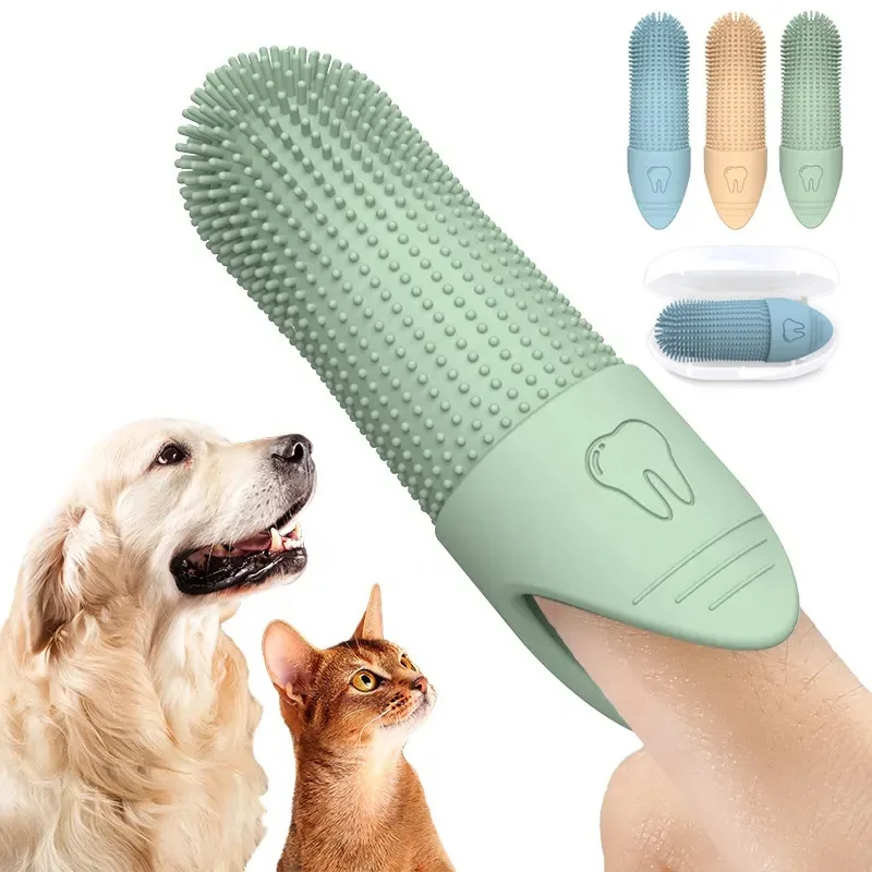 Silicone animaux doigt brosse à dents- 360 deg ; anti-Stone nettoyage - main product image
