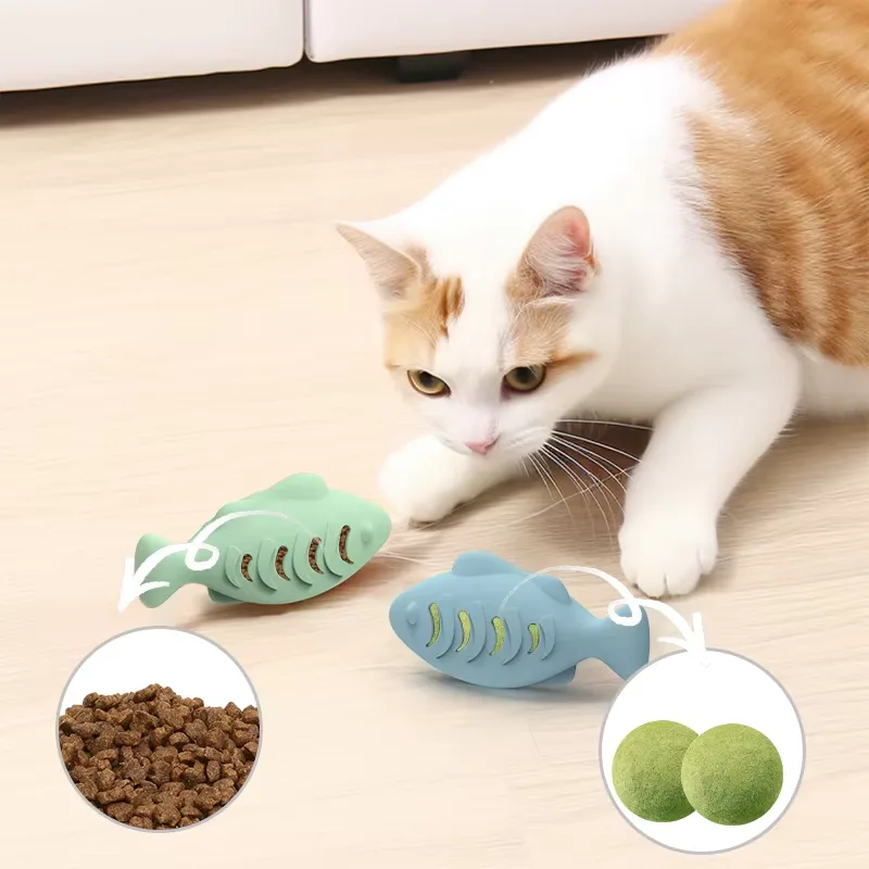 Interactivo Catnip juguete gatos- pescado forma dientes limpieza - main product image
