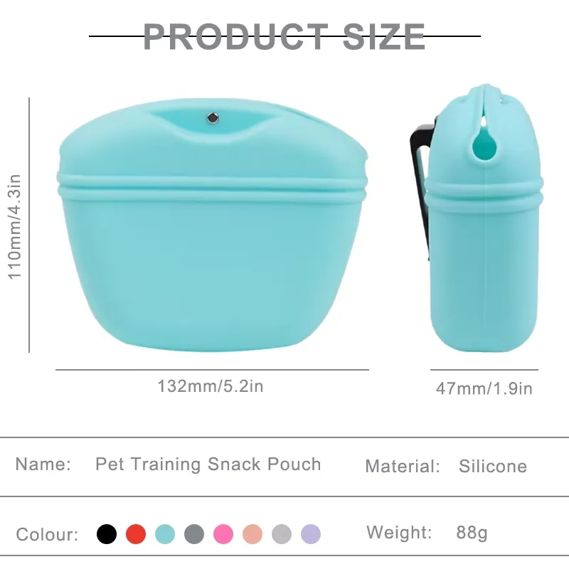 Silicone cão petisco bolsa- Magnetic Closure Waist clipe - detail view 5