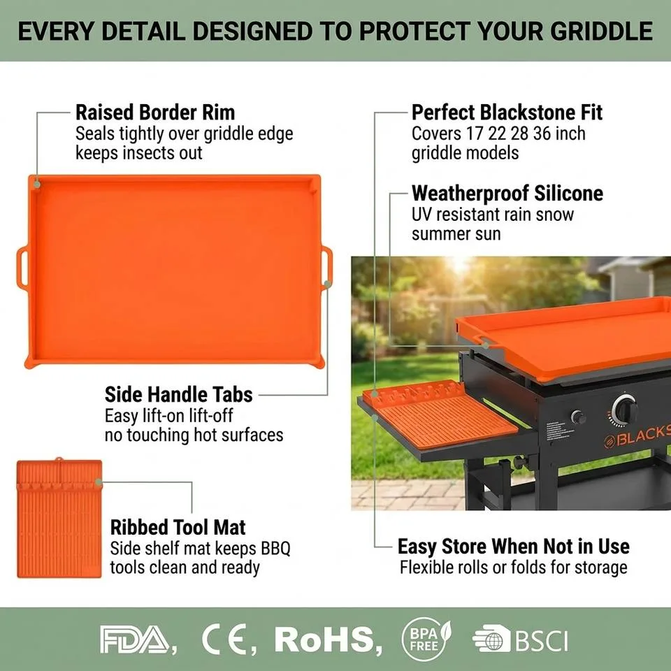 Heavy Duty Griddle Cover Reusable Silicone Grill Mat Griddle Silicone Protective Mat Silicone Griddle Mat for Blackstock - detail view 3