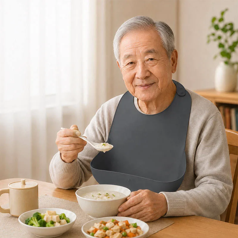 턱받이 성인용 세탁 가능 재사용 가능 다이닝 식사 턱받이 Elderly Men Women 식사 Elderly Disabled - main product image