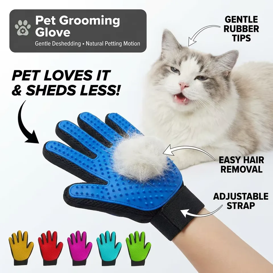 Pet Bath Gloves Supplies Silicon Pet Hair Remover Gloves Mascota Pet Grooming Glove Deshedding Brush with 260 Grooming Tips - custom silicone manufacturer