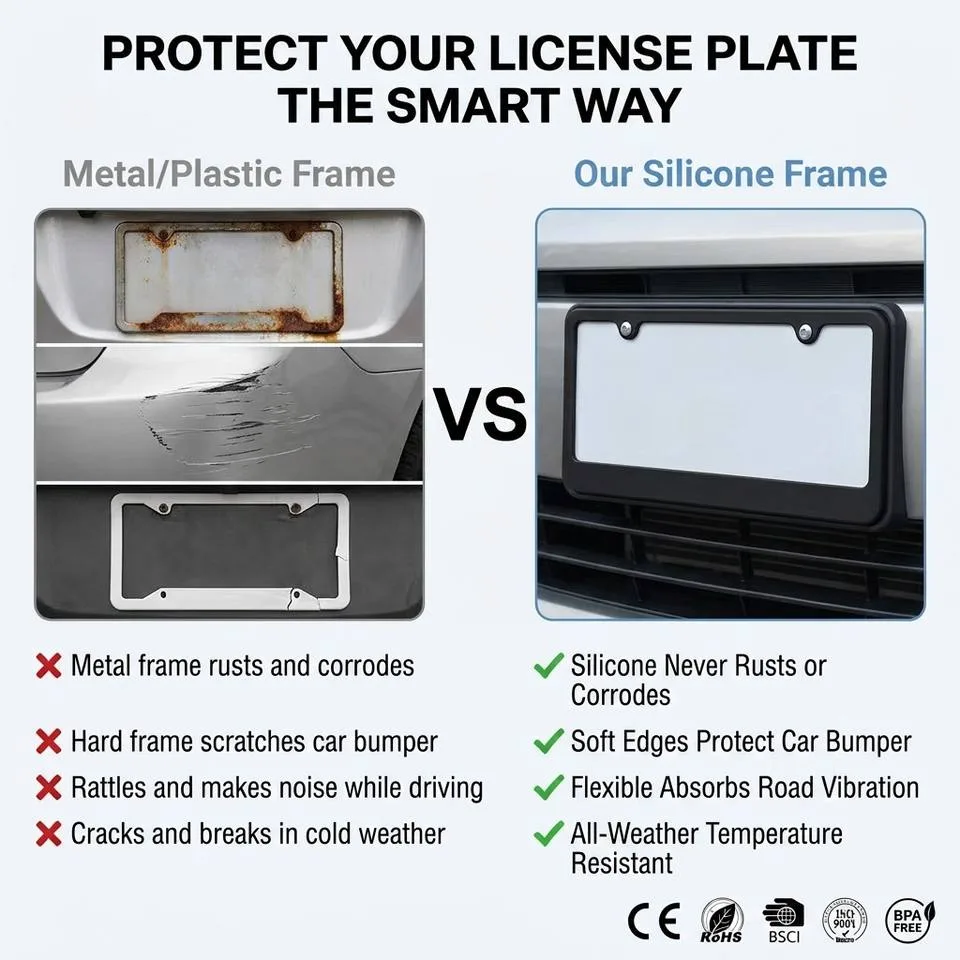Novo personalizado silicone License prato suporte Rust-Proof Number prato tampa - detail view 2