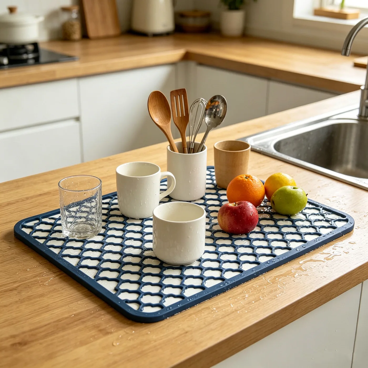 Sink Protector Pad Anti Slip Quick Dish Dry Mat Dish Drain Mat Absorbent Stone Kitchen Silicone Dish Drying Diatomite Earth Mat - main product image