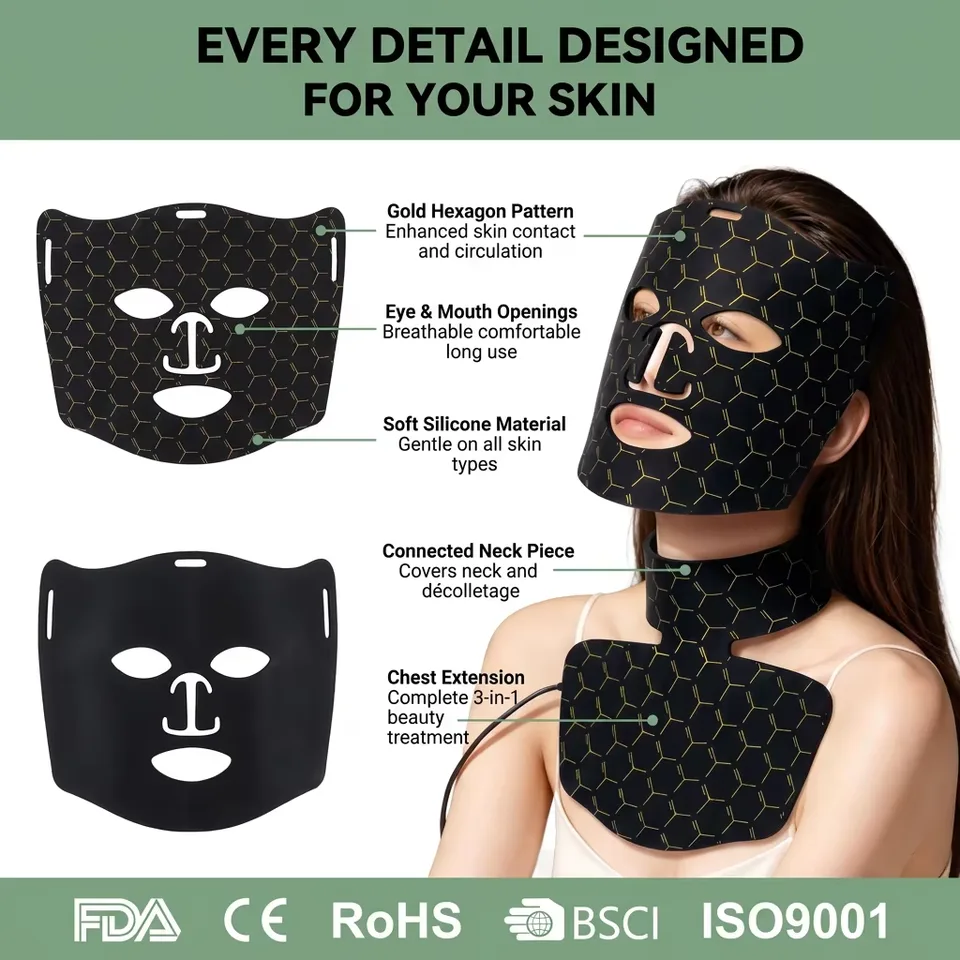 Professional Salon Style Standing Silicone LED Light Face Mask Mat Home Use Hand Held Skin Care Facial Mask - detail view 4