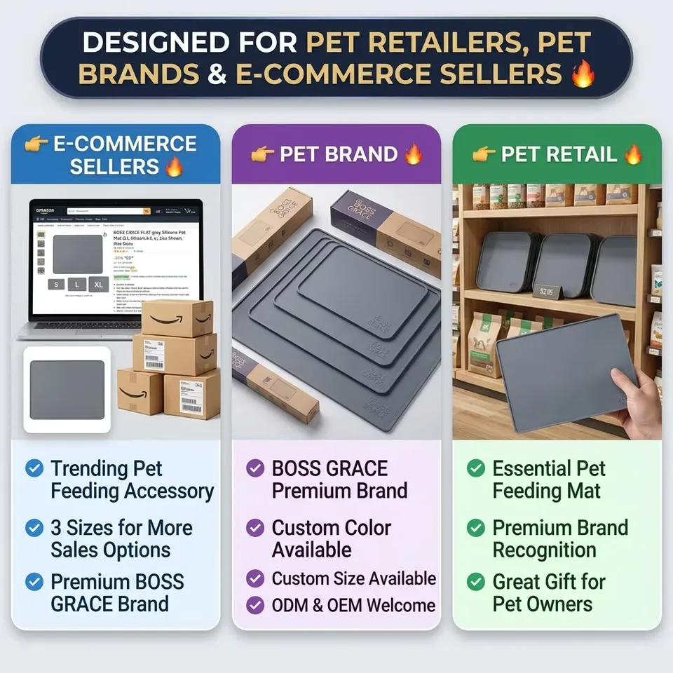 Et Placemat Dog Food Bowl Mat Cat Feed Mat Cat Dog Drinking Feeding Placemat Silicone Waterproof Pet Bowl Pad Feeder Mats - detail view 5