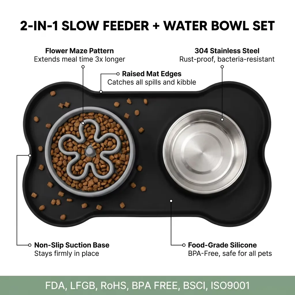Silicone Pet Bowl for Dogs and Cats Feeder Bowls for Pets Dog Food Bowl with No-Spill and Non-Slip Design - detail view 9