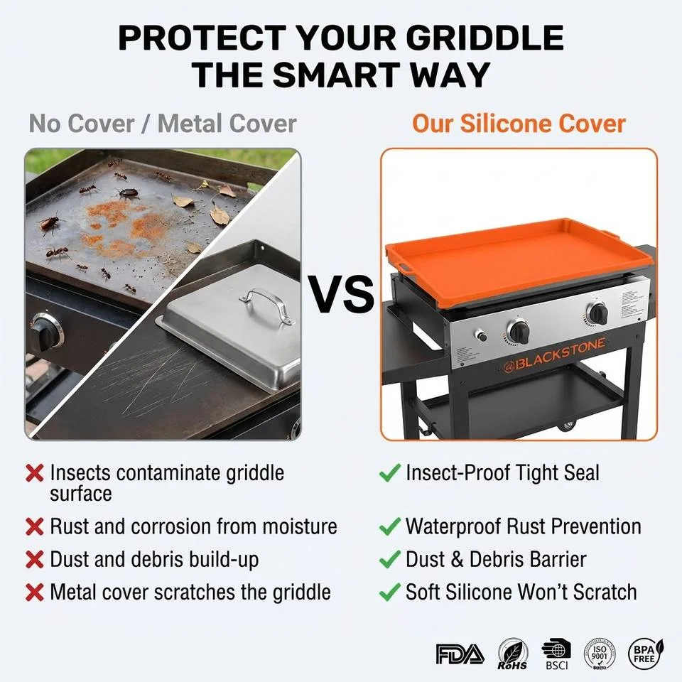 Heavy Duty Griddle Cover Reusable Silicone Grill Mat Griddle Silicone Protective Mat Silicone Griddle Mat for Blackstock - detail view 2
