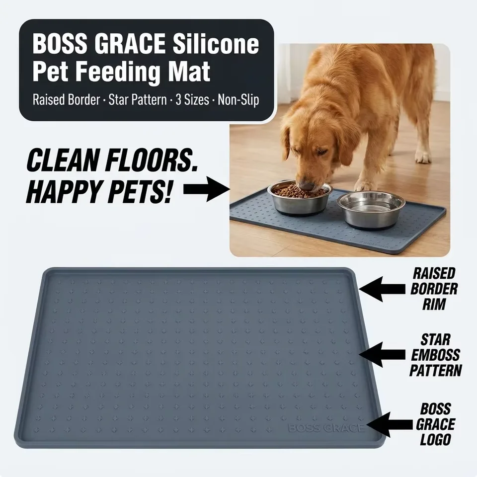 Et Placemat Dog Food Bowl Mat Cat Feed Mat Cat Dog Drinking Feeding Placemat Silicone Waterproof Pet Bowl Pad Feeder Mats - main product image