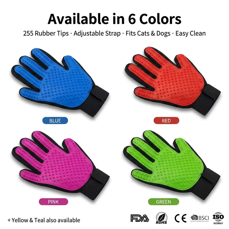 Pet Bath Gloves Supplies Silicon Pet Hair Remover Gloves Mascota Pet Grooming Glove Deshedding Brush with 260 Grooming Tips - detail view 3