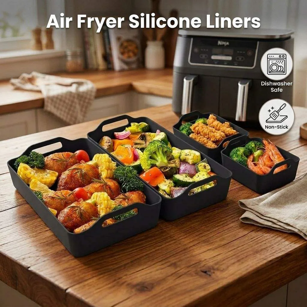 4-Piece Silicone Square Box Baking Pan for Barbecue Bread & Cake Microwave & Dishwasher Safe for Home Kitchen Use - main product image