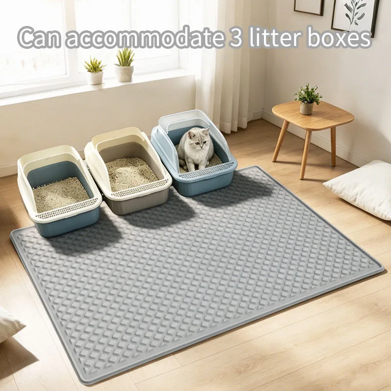 New Washable Food-Grade Silicone Waterproof Anti-Slip Cat Litter Mat Anti-Scatter Easy to Clean Lightweight Design - detail view 2