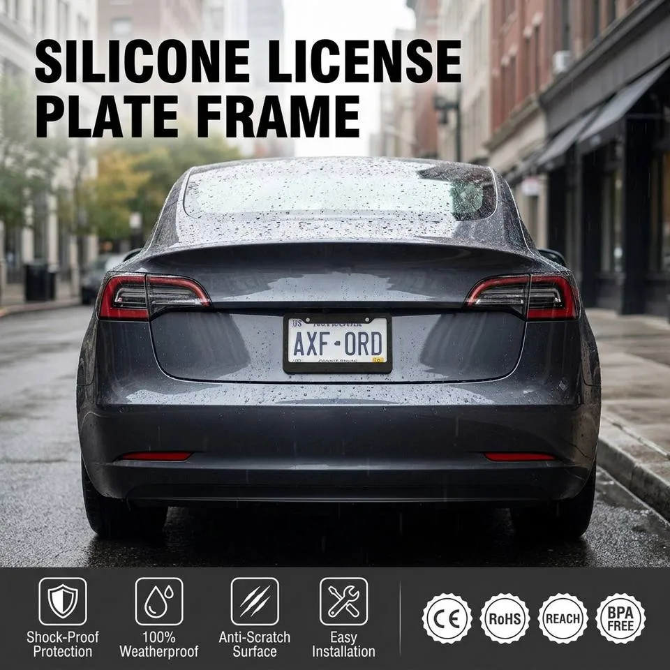 Novo personalizado silicone License prato suporte Rust-Proof Number prato tampa - detail view 1