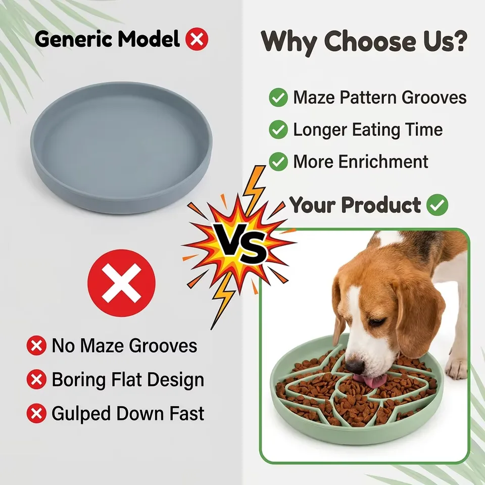 2027 nouveau anti-Choking lent alimentation chat chien Disc écologique silicone animaux - detail view 3