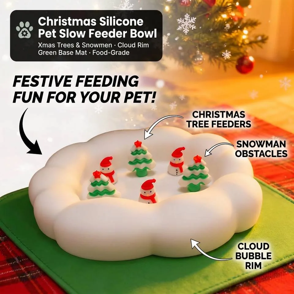 Navidad mascotas perro alfombrilla de lamido lento alimentación cuenco Ready Ship comedero - detail view 1