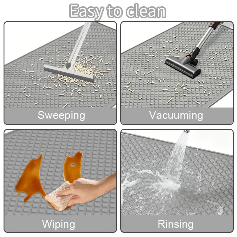 New Washable Food-Grade Silicone Waterproof Anti-Slip Cat Litter Mat Anti-Scatter Easy to Clean Lightweight Design - detail view 1