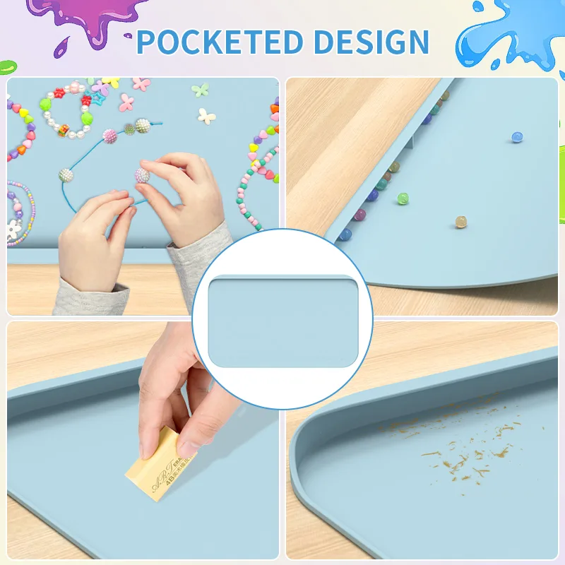 Silicone Painting Mat for Kids - Raised Edges, BPA Free - detail view 3