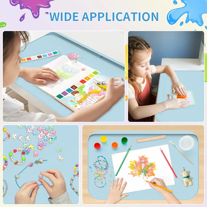 Silicone Painting Mat for Kids - Raised Edges, BPA Free - detail view 4