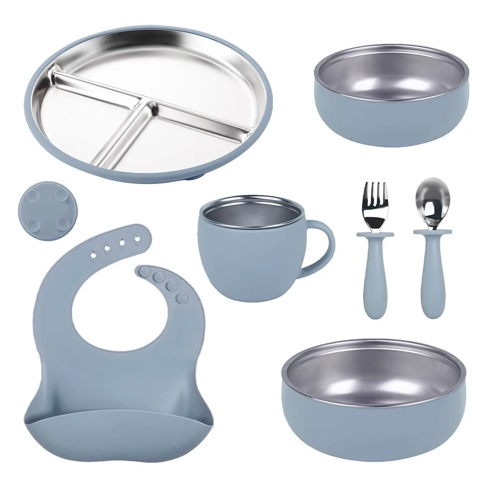 Silicone Suction Plate with Divided Bowl - 304 Steel Baby - main product image