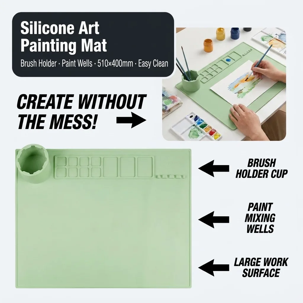 Silicone Art Painting Mat with Palette - Foldable Craft Mat - custom silicone manufacturer