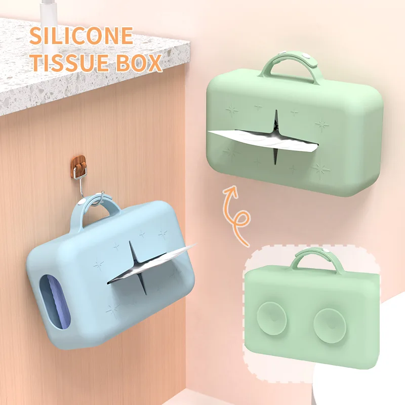 Silicona caja de pañuelos soporte ventosa- Napkin estuche - main product image