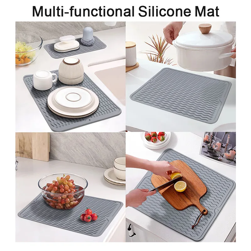 Silicone Dish Drying Mat - BPA Free Easy Clean Durable Pad - main product image