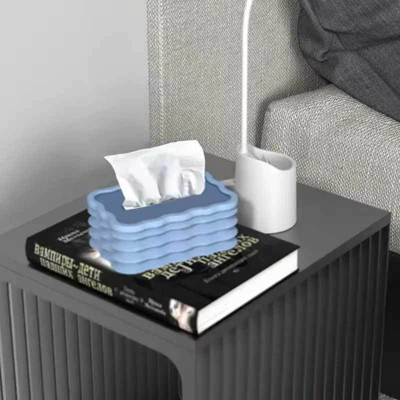 Rectangle Silicone Tissue Box - Foldable Desktop Holder - detail view 3
