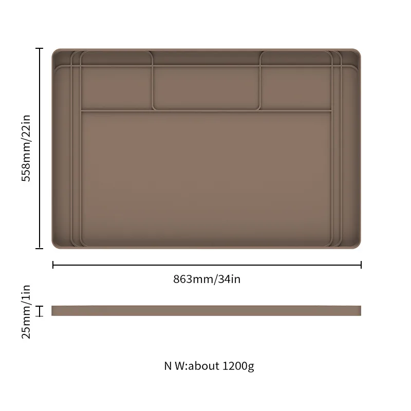 Silicone Sink Drip Tray 34x22 - Cuttable Waterproof Liner - detail view 3