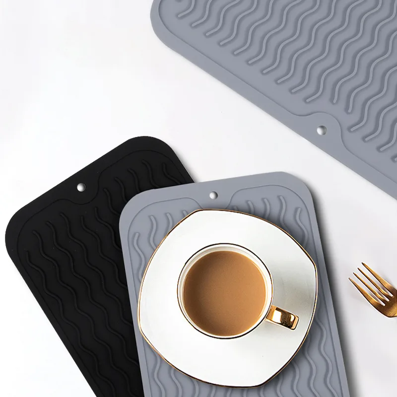 Silicone Dish Drying Mat - BPA Free Easy Clean Durable Pad - detail view 1