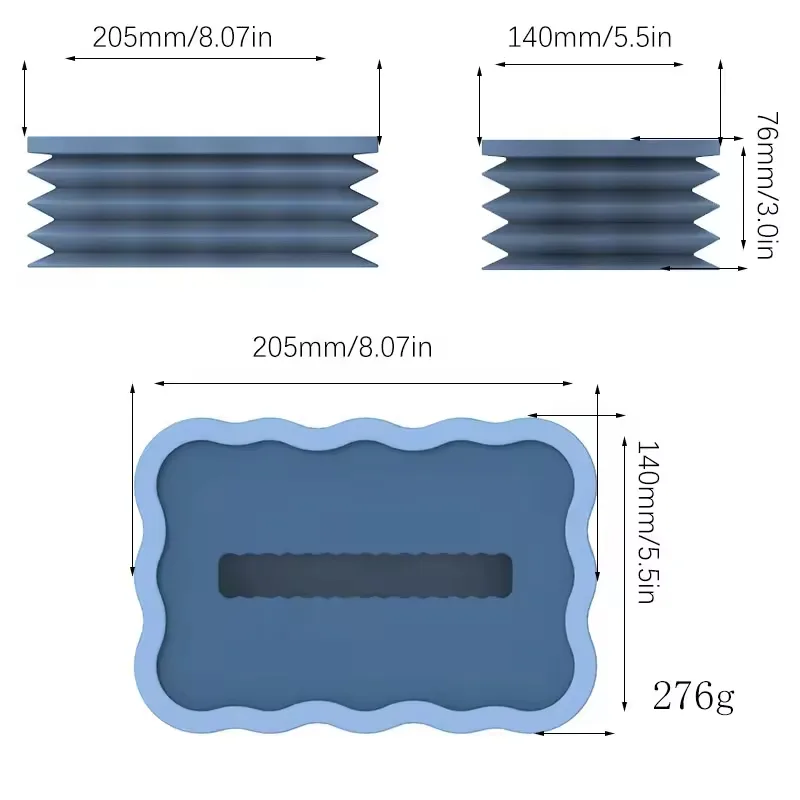 Rectangle Silicone Tissue Box - Foldable Desktop Holder - detail view 5