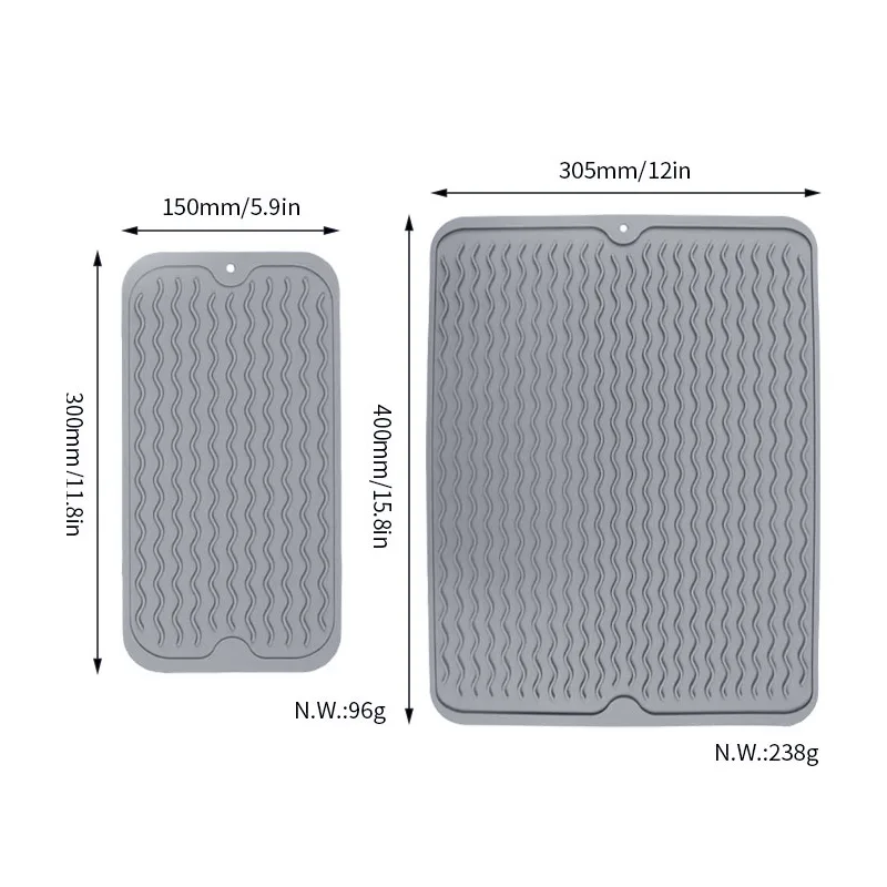 Silicone Dish Drying Mat - BPA Free Easy Clean Durable Pad - detail view 5