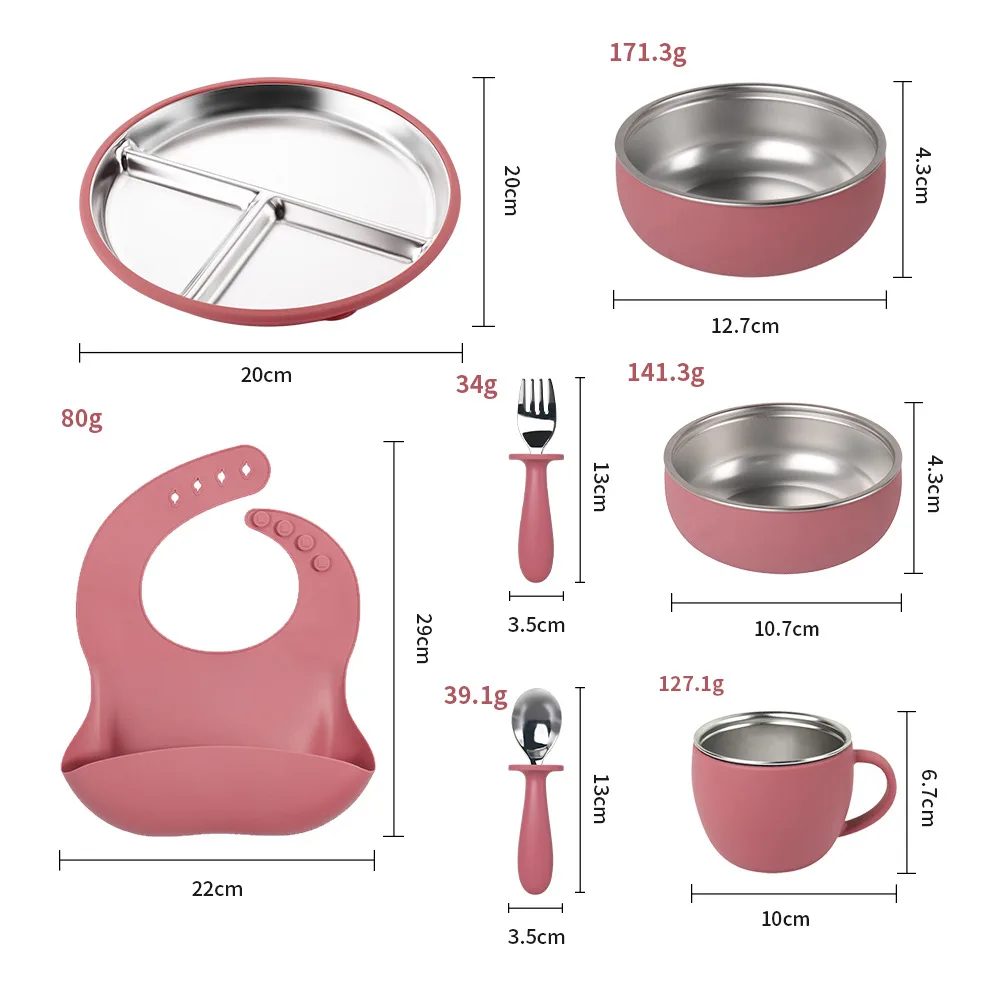 Silicone Suction Plate with Divided Bowl - 304 Steel Baby - detail view 4